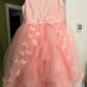 Elegant Pink Butterfly Kids Dress